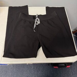 FIGS Black Livingston Straight Leg Scrubs with Gray Drawstring